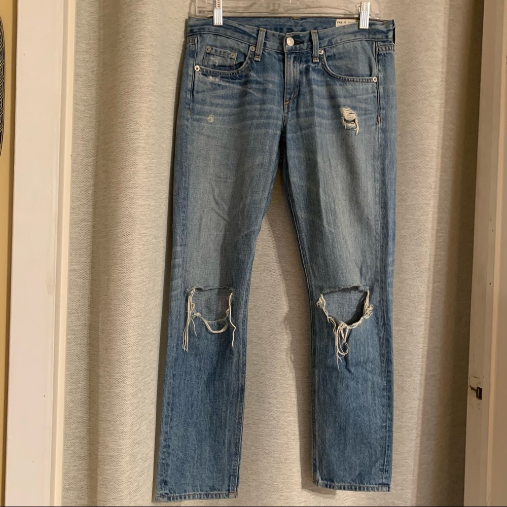 Rag & bone Boyfriend busted out knees jeans